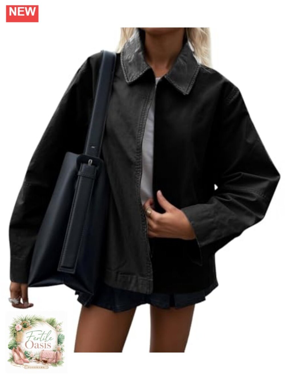 Women's Barn Jacket Zip Up Cotton Canvas Oversized Lightweight Coat Vintage